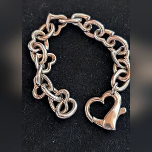 Silver Heart Link‎ Bracelet